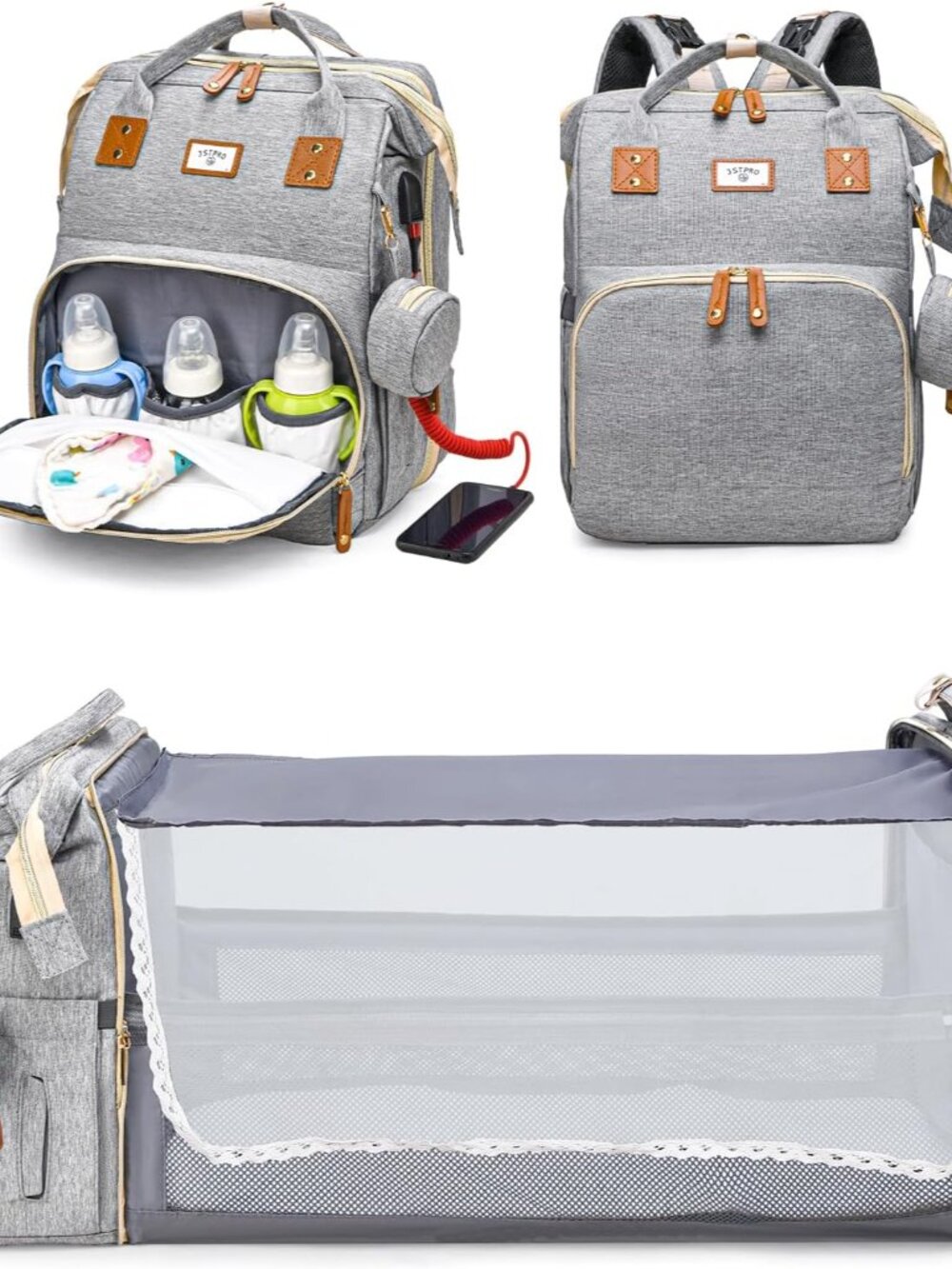 Diaper Bag Backpack, Large Waterproof Lightweight Diaper Bag with Changing Stati
